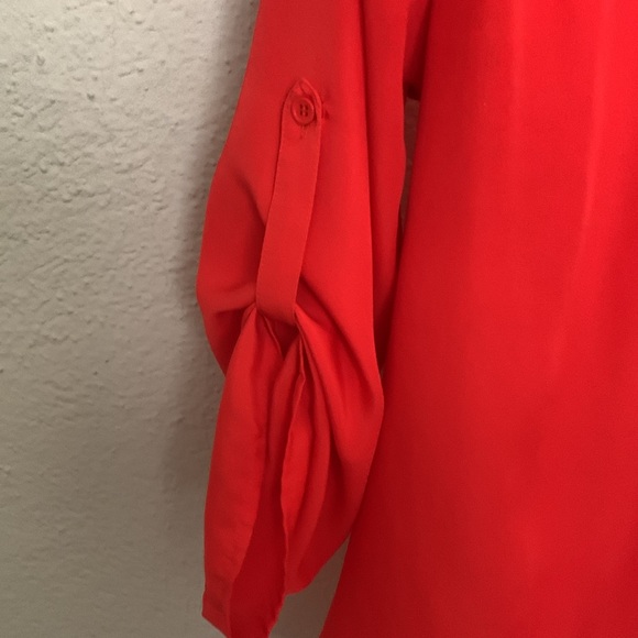 Collective Concept Red Long Sleeve Button Down with Aztec-y Details Size L - Picture 4 of 5